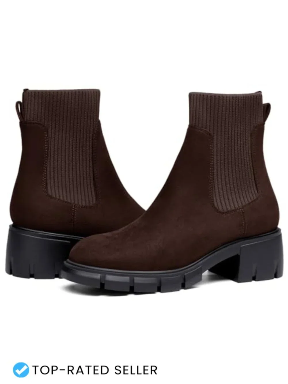 Women's Chunky Block Heel Ankle Boots Lug Sole Non-Slip Comfortable Faux